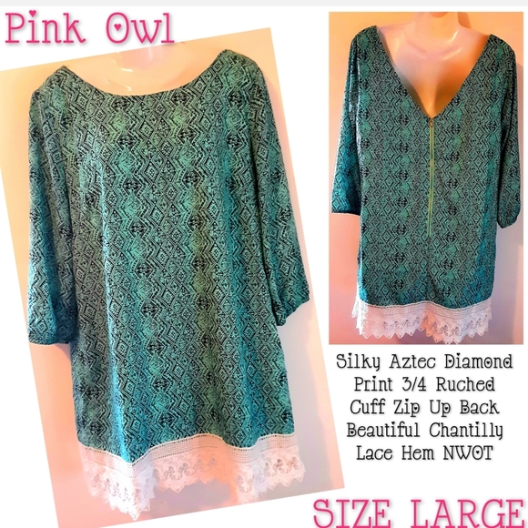 Pink Owl Dresses & Skirts - Pink Owl Shift Dress Aztec Print Size Large NWOT